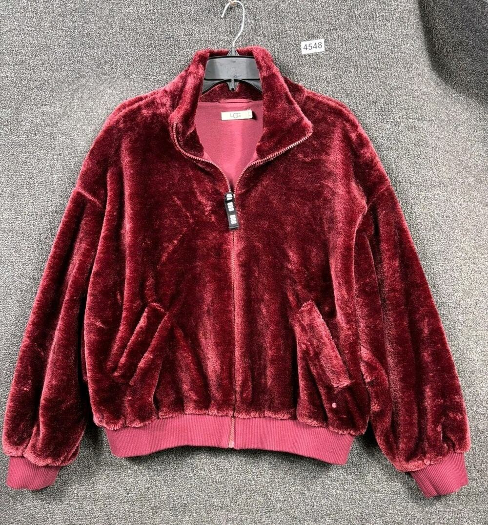 UGG Jacket Womens Medium Plush Zip Up Fleece Bomber Cozy 599LXET337